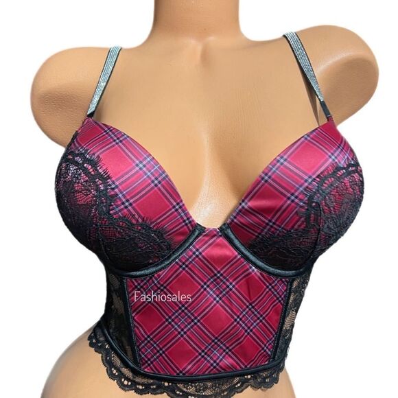 Victorias Secret Bombshell Shine Strap Add-2-Cups Push Up Corset Top and thong - Picture 10 of 13